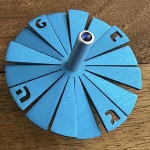 Adi Sidler Turquoise Dreidel Aluminum Flying Petals Hanukkah Israel NIB